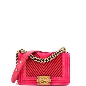 Chanel Boy Flap Bag Chevron Velvet #184375C27B